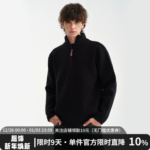 MIDASHAND 男女 25aw重磅立领毛衣老钱高级感半拉链休闲百搭针织衫