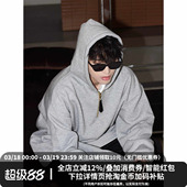 加绒套头上衣 美式 张星特同款 MIDASHAND重磅连帽卫衣半拉链帽衫