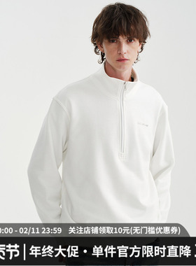 MIDASHAND25aw男生半拉链卫衣立领纯棉长袖T恤上衣男内搭cleanfit