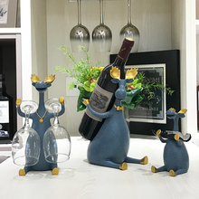 北欧创意红酒架摆件客厅酒柜家居装饰品现代鹿摆设乔迁新居礼品
