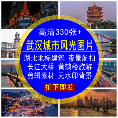 武汉城市风光图片JPG素材湖北地标建筑夜景长江大桥旅游景点照片