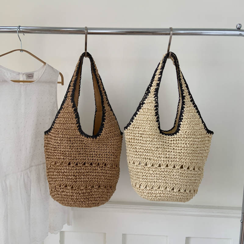 2026年春季新款潮流大容量托特包编织简约手提包包时尚草编单肩包