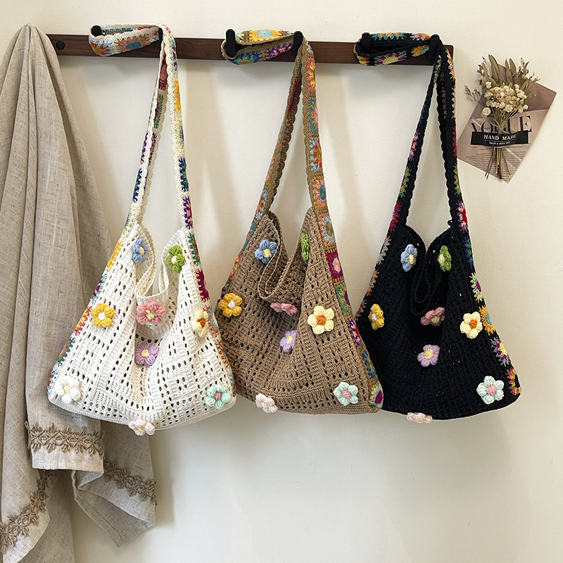 波西米亚民族风包包女2026新款镂空针织单肩包慵懒风大容量斜挎包,箱包皮具/热销女包/男包,编织包,淘宝优惠券,粉丝福利购,淘宝优惠卷