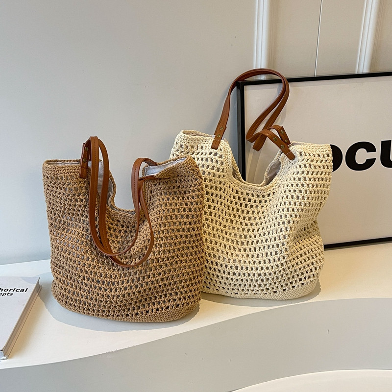 慵懒大容量编织包包女2026新款针织镂空单肩托特包休闲度假沙滩包,箱包皮具/热销女包/男包,编织包,淘宝优惠券,粉丝福利购,淘宝优惠卷