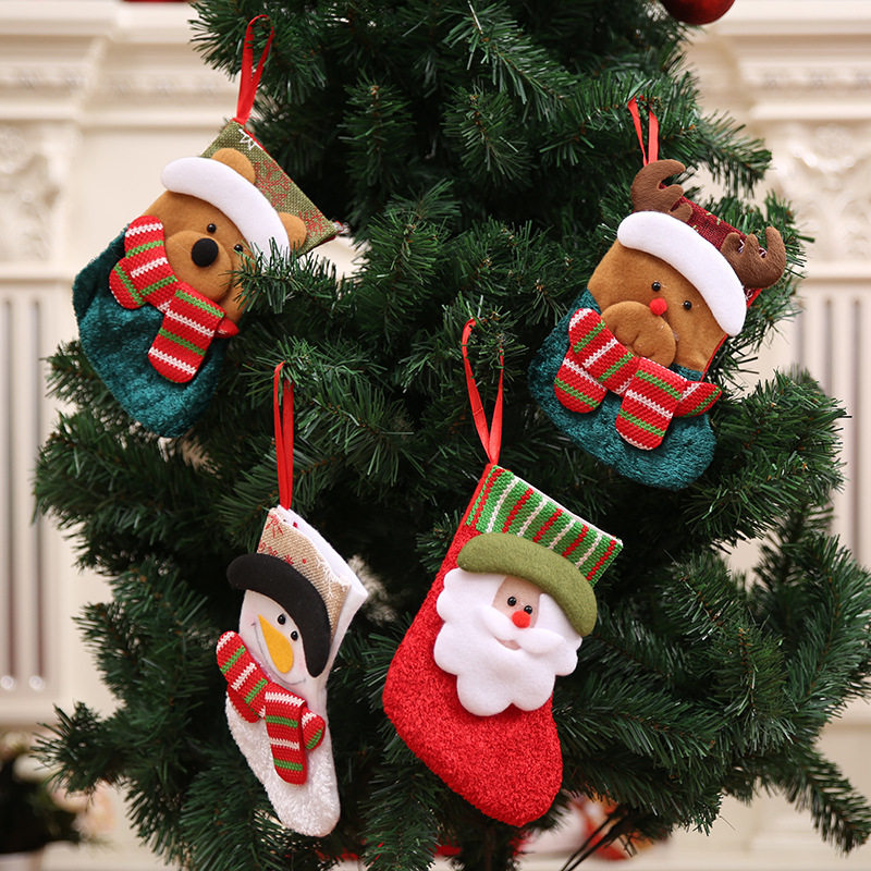 圣诞装饰品圣诞袜小袜子圣诞树挂件挂饰礼物袋礼品袋幼儿园糖果袋
