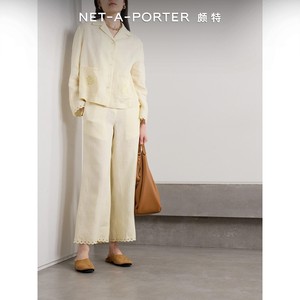 [新品]Sleeper春季女白色亚麻长裤NAP/NET-A-PORTER颇特