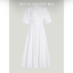 女褶饰棉质府绸中长连衣裙NAP PORTER颇特 NET Alaia 春季 新品