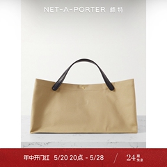 The Row 女皮革边饰棉质手提包NAP/NET-A-PORTER颇特