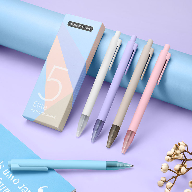 德尔施复古中性笔学生用按动式彩色中性笔彩色笔做笔