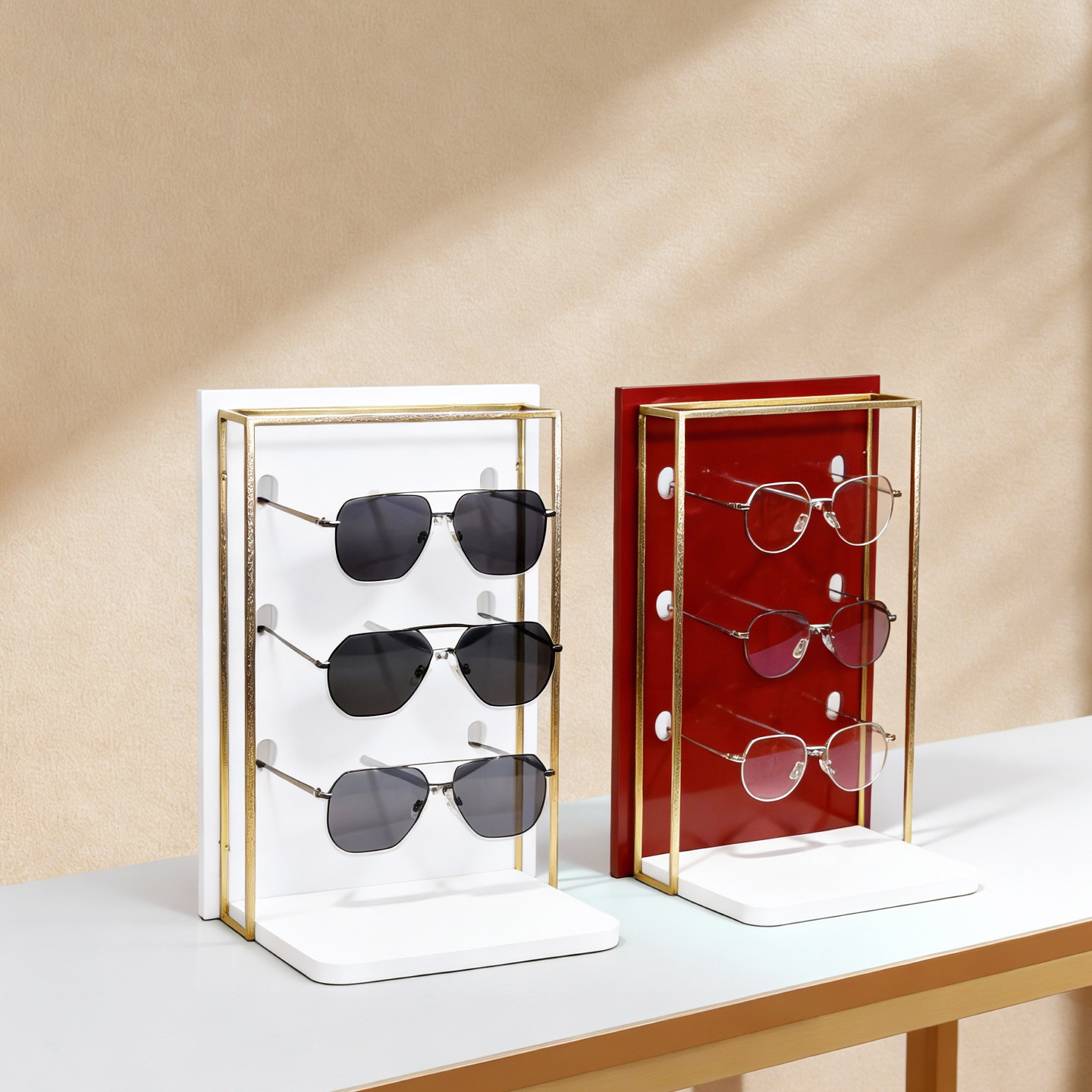 眼镜店精品柜台橱窗金属拉丝眼镜架展示架太阳镜墨镜陈列装饰道具