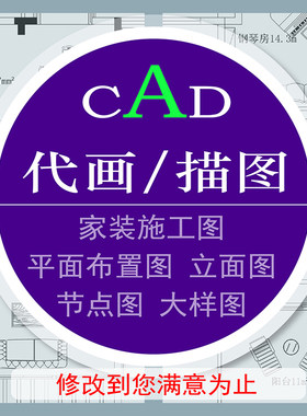 家装工装cad施工平面布置图节点立面大样图代画各种cad描图转图