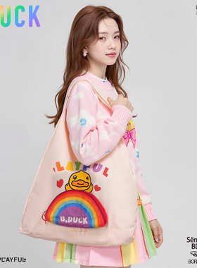 B.Duck小黄鸭多巴胺彩虹月单肩包便携托特包女通勤包轻盈大容量
