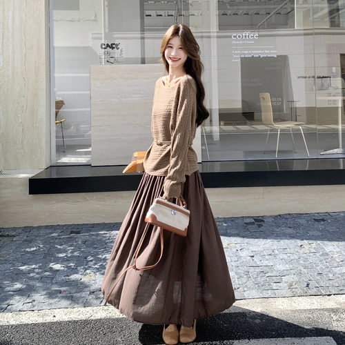 女装两件套2026秋季搭配长袖上衣半身裙套装显瘦洋气2026独特日式