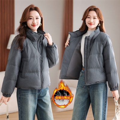 无注册商标灰色短款羽绒服