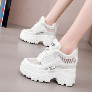 网面透气女鞋夏季2026新款单鞋ins潮百搭时尚休闲超火增高运动鞋