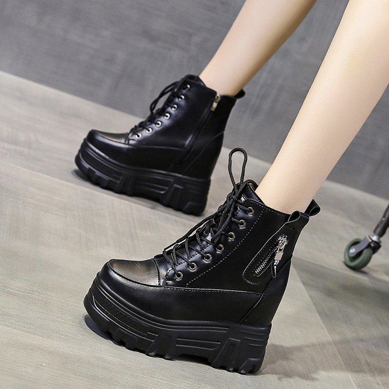 内增高马丁靴女2025年新款百搭英伦风秋冬单靴小个子松糕厚底短靴,女鞋,马丁靴,淘宝优惠券,粉丝福利购,淘宝优惠卷