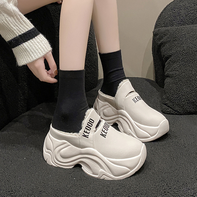 小个子厚底增高松糕棉拖鞋