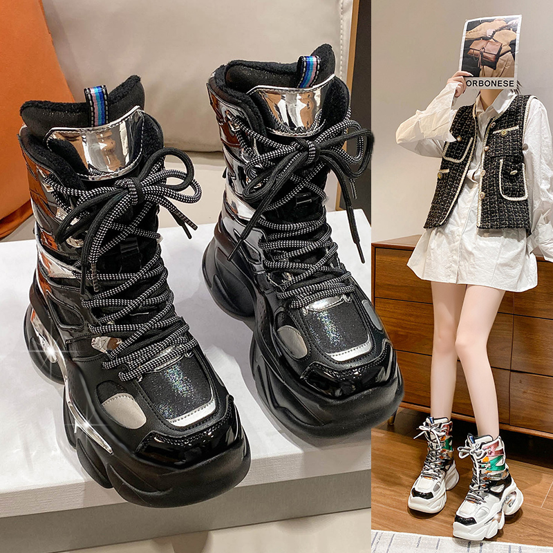 短靴保暖棉鞋真皮女靴增高雪地靴