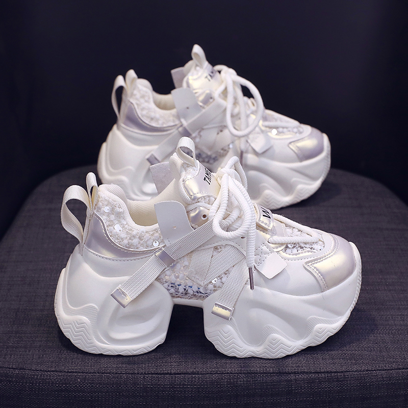 新款透气厚底增高运动女鞋