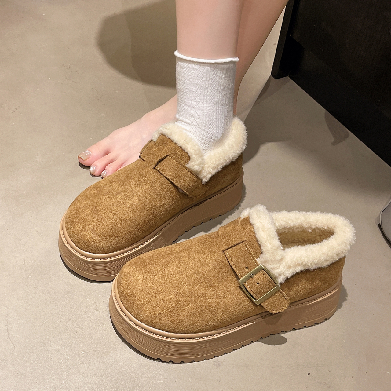 毛毛面包鞋保暖棉鞋雪地靴