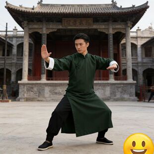 叶问功夫唐装棉麻太极服长袍男女长衫中国风练功服表演舞蹈服男