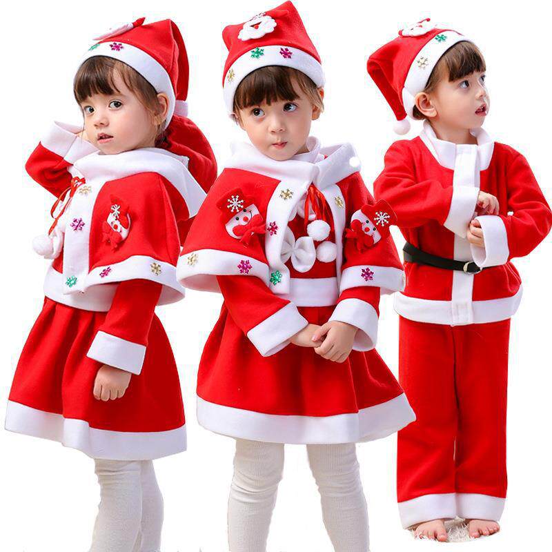 圣诞节儿童服装男女童演出服幼儿园服饰装扮衣服儿童圣诞老人套装
