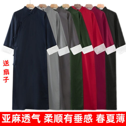 棉麻长衫民国男装快板相声大褂