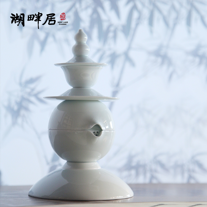 湖畔居西湖三潭印月青瓷茶具套装
