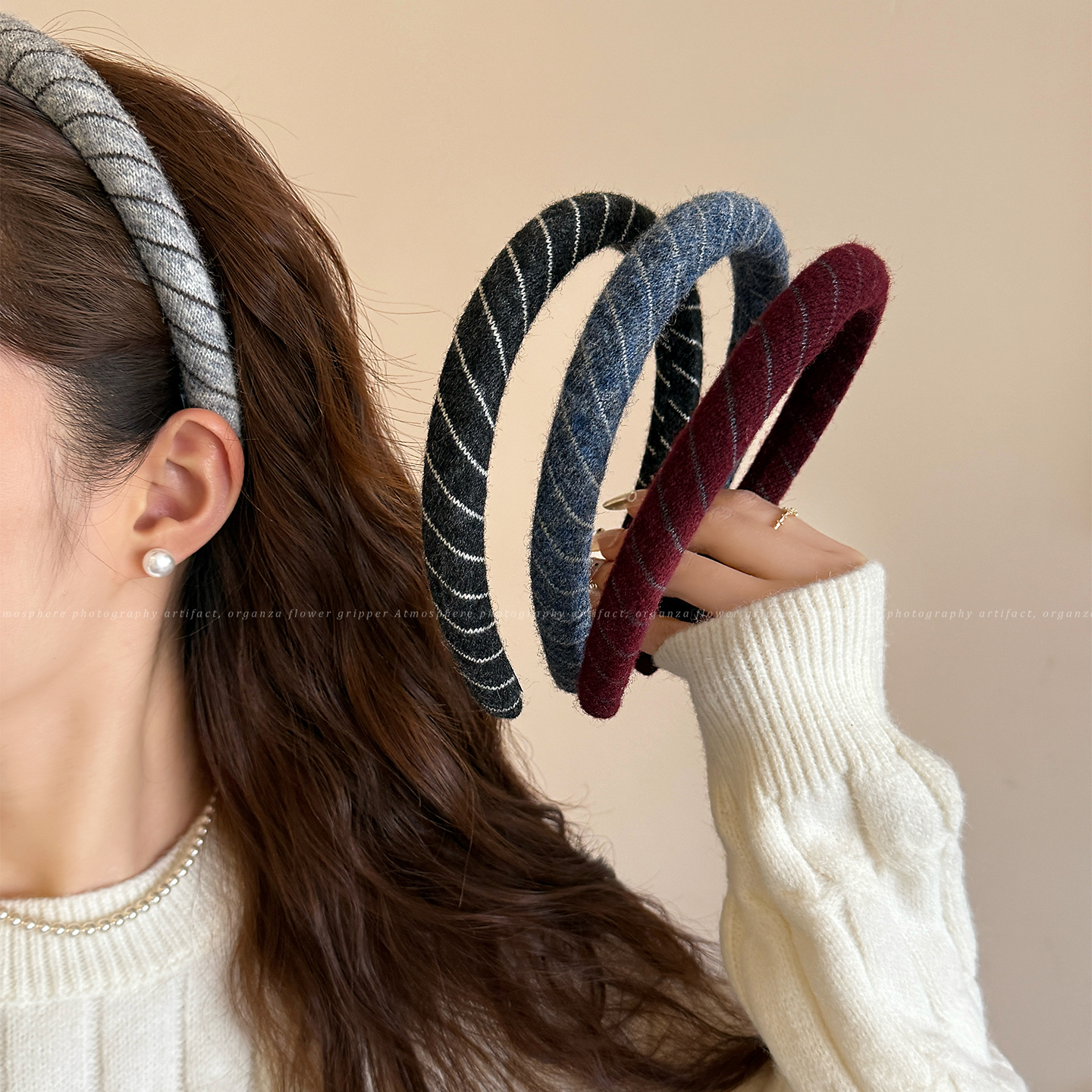 韩系针织秋冬细款发箍