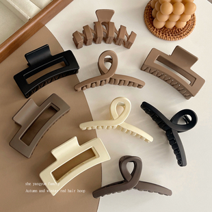 黑色磨砂发夹女后脑勺2025新款 简约盘发抓夹春夏鲨鱼夹子头饰发卡