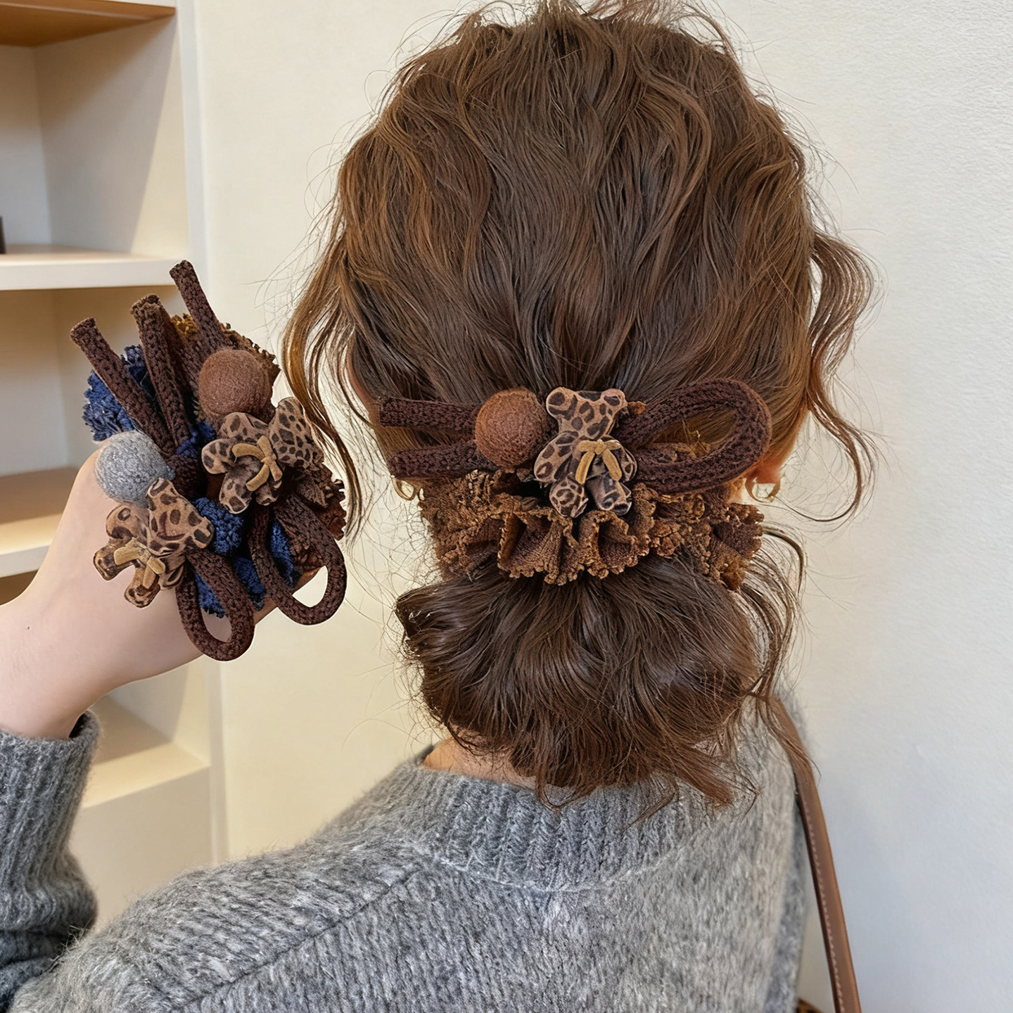 日韩豹纹小熊毛毡球发圈女高级感花边发绳低马尾扎头发皮圈头绳,饰品/流行首饰/时尚饰品新,发饰,淘宝优惠券,粉丝福利购,淘宝优惠卷
