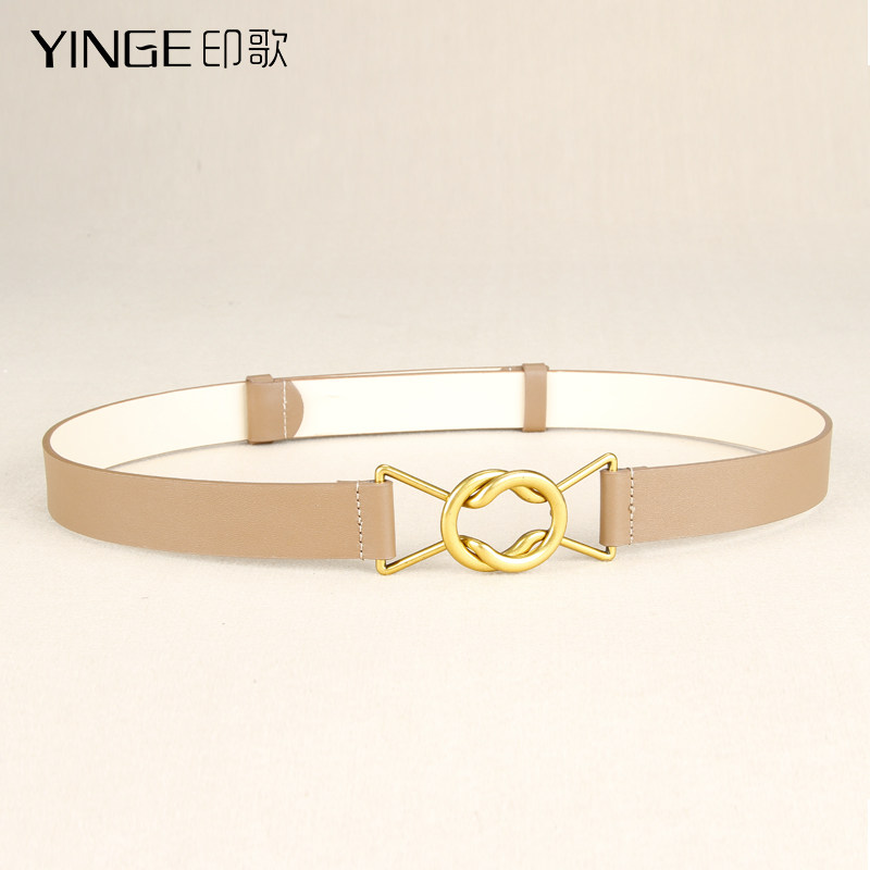 女士真皮皮带头层牛皮法式蝴蝶结复古扣腰带小众设计vintage腰封