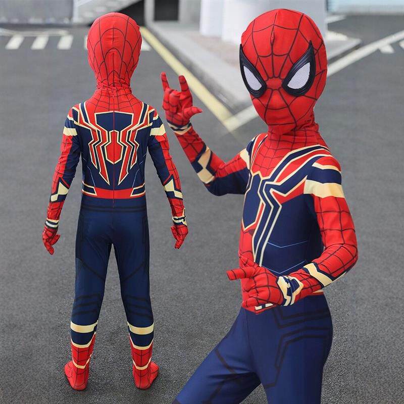 钢铁蜘蛛侠衣服儿童cos套装男孩女连体衣六一表演紧身衣战成人版