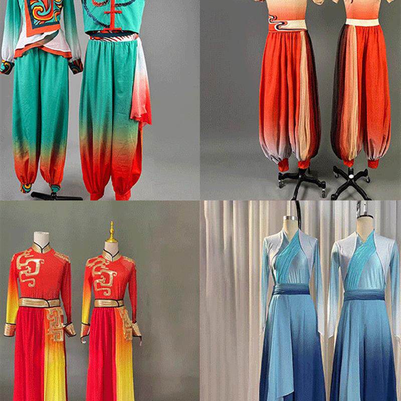 2025新款中国风打鼓舞演出服男女现代古典舞秧歌服腰鼓队舞蹈服装