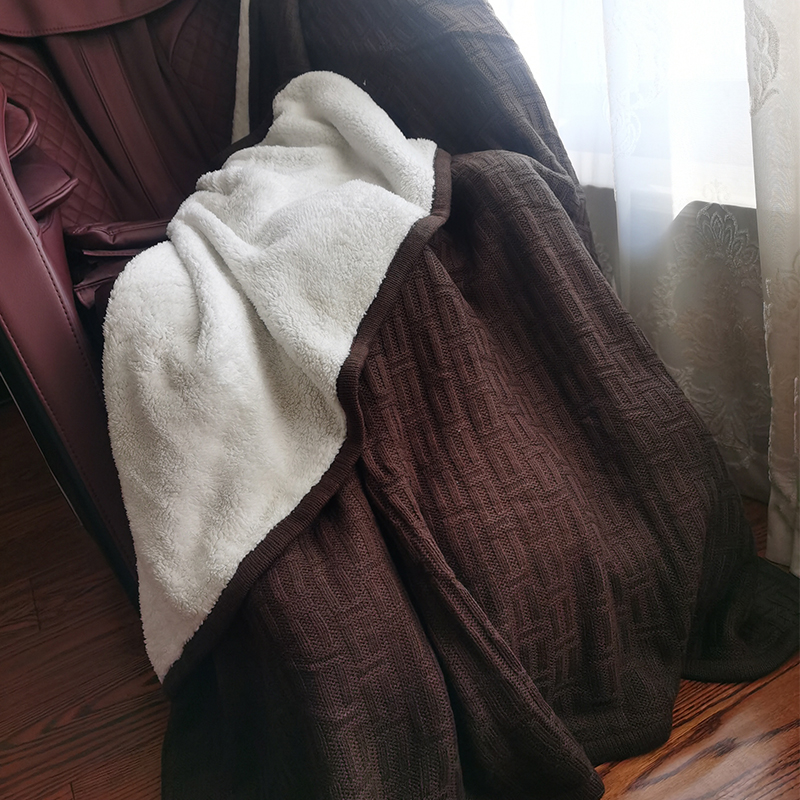 实体店关门 清仓美国针织提花双层羊羔绒毯沙发毯复古 130x150cm