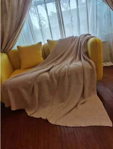 清仓甩！出口喜来流苏多功能针织毯，正反针工艺尺寸150x180