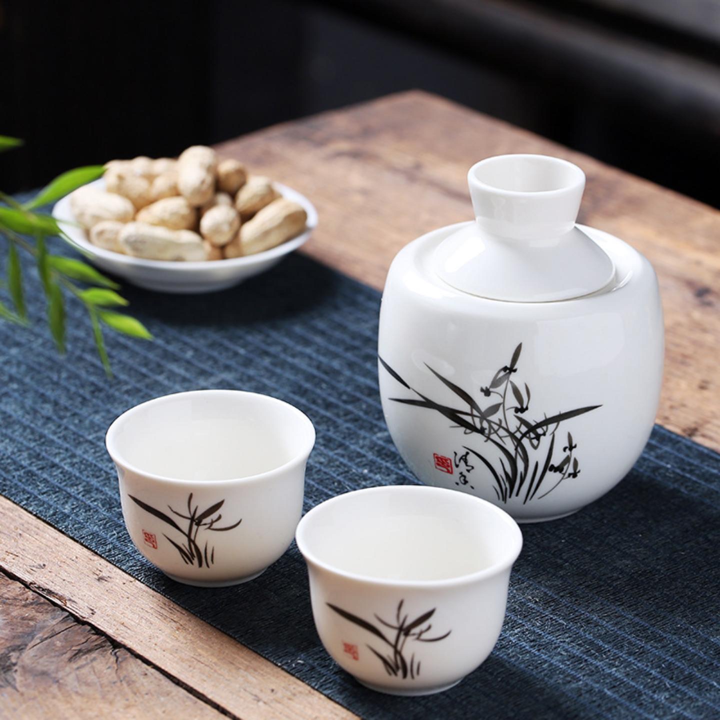 烫酒壶老式温酒壶烈酒杯陶瓷家用暖酒器热酒壶二两黄酒温酒器中式