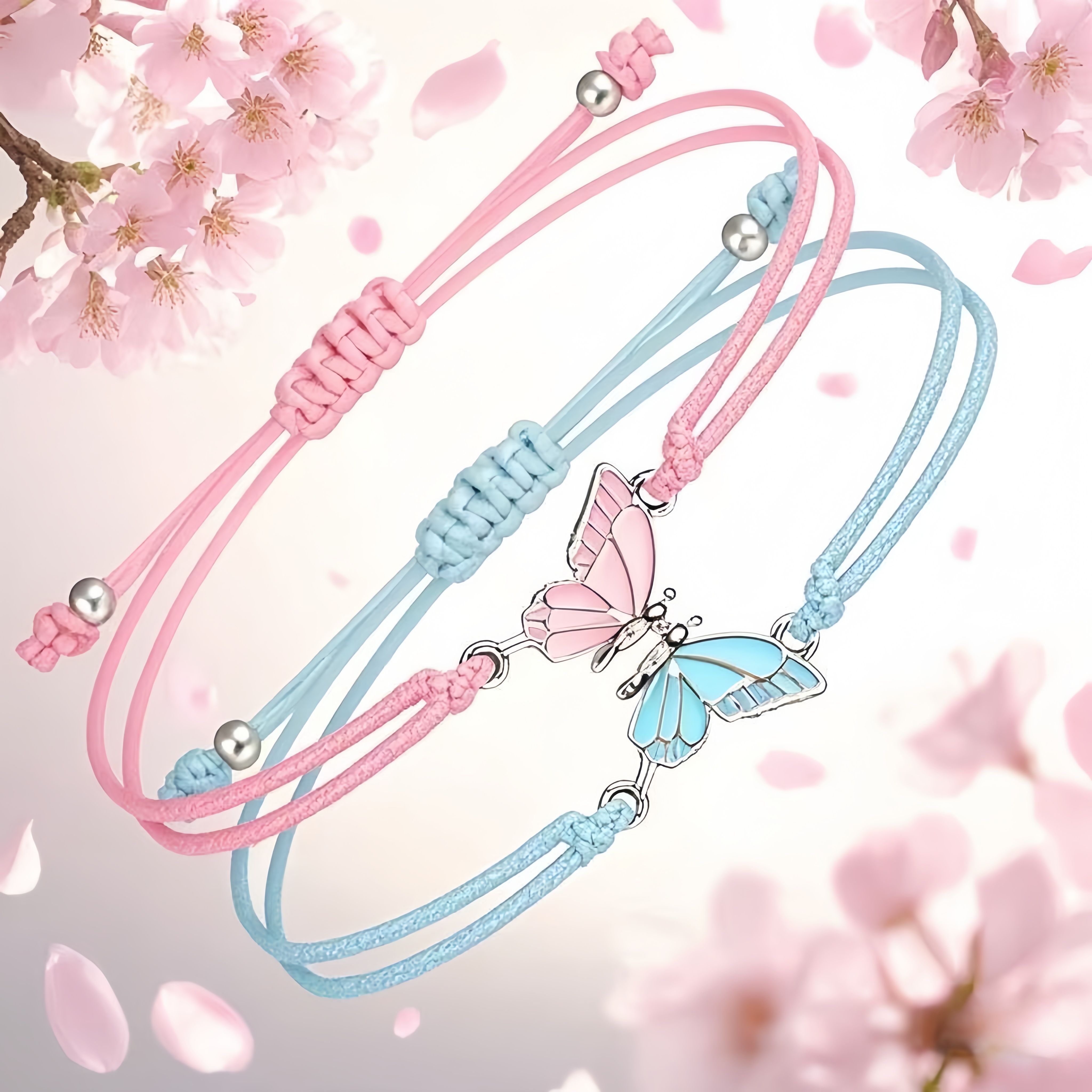 闺蜜二人一对手链学生高颜值友谊姐妹信物礼物可爱蝴蝶编织手绳女
