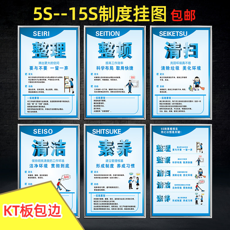5S6S7S8S9S10S11S12S13S14S15S质量管理挂图安全管理规章制度牌框