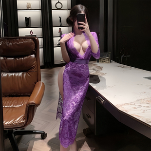 紫色辣妹连衣裙女后妈包臀紧身性感御姐裙子修身大码新款纯欲长裙