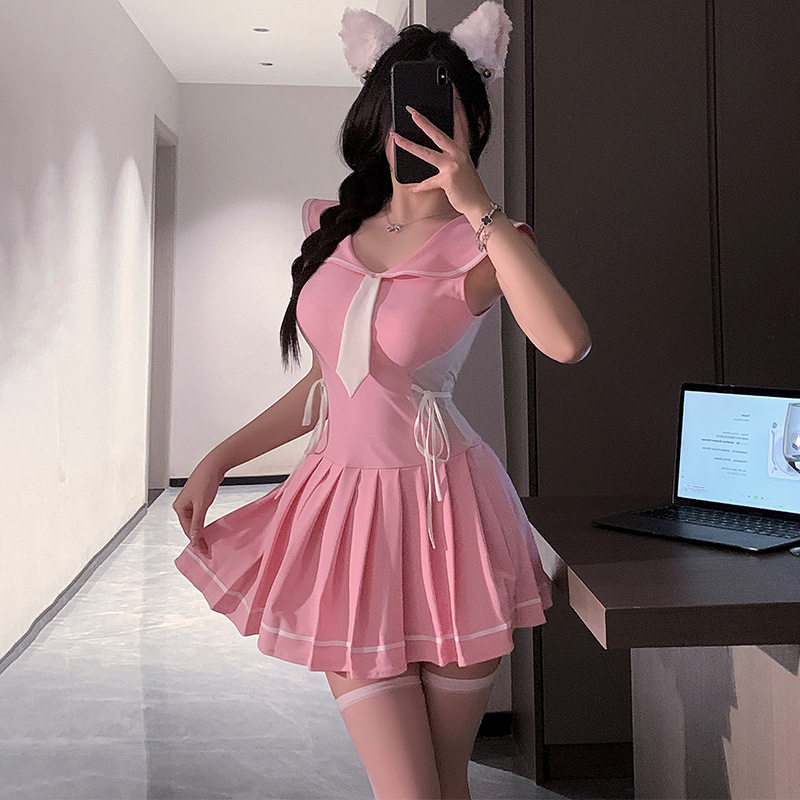 系甜辣JK百褶裙制服情调套装女