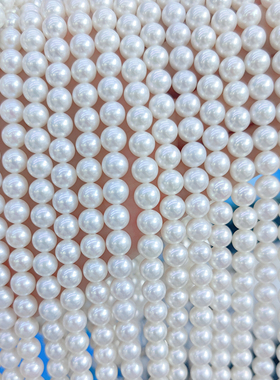 天然淡水正圆强光极光无暇3mm12mm粉白紫色珍珠项链半成品diy散珠