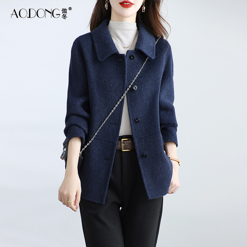 新款高端双面绒大衣女短款羊毛呢小个子百搭显瘦妈妈简约外套秋冬,女装/女士精品,毛呢外套,淘宝优惠券,粉丝福利购,淘宝优惠卷