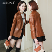 2024新款 小个子外套春秋单皮 小西装 海宁绵羊皮真皮皮衣女短款 修身