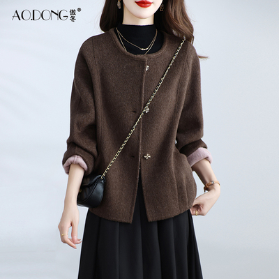 双面绒大衣女短款羊毛呢子小个子