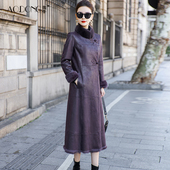 国风气质大衣冬季 海宁兔毛皮草一体外套女修身 水貂毛领轻奢中长款