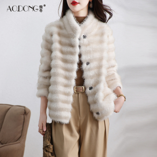 加厚保暖金貂绒立领大衣冬季 新款 海宁仿水貂毛环保皮草外套女短款