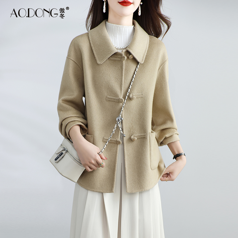 新款高端双面绒大衣短款