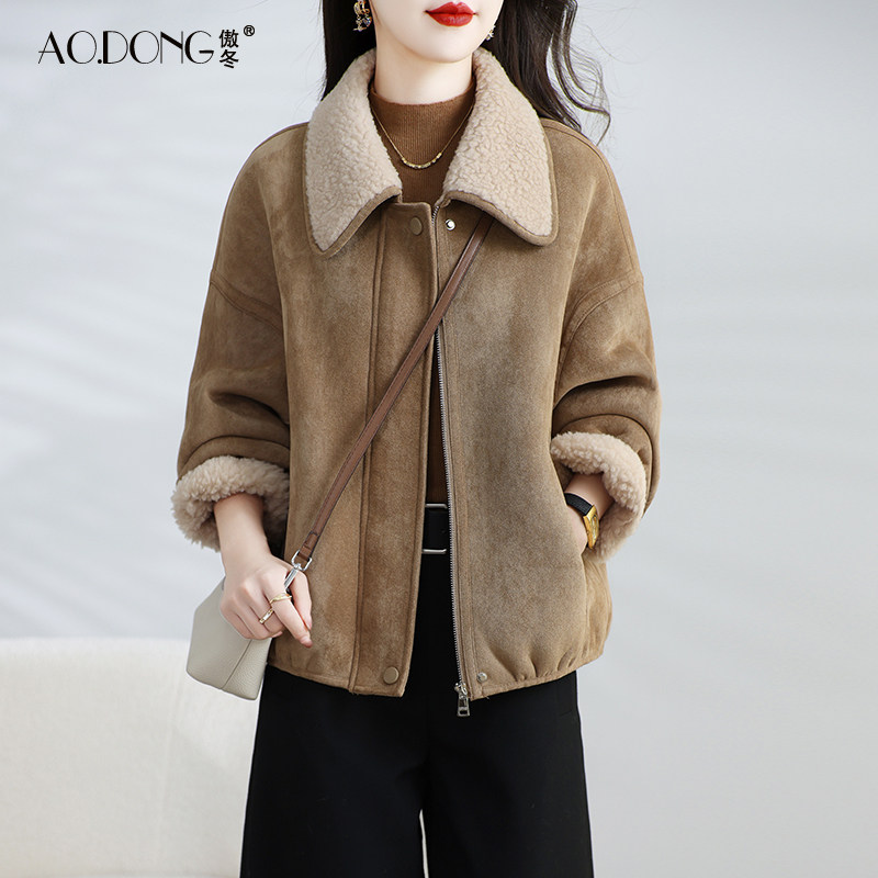 海宁颗粒绒皮草外套女短款一体翻领保暖休闲羊羔毛加厚大衣冬季,女装/女士精品,皮草,淘宝优惠券,粉丝福利购,淘宝优惠卷