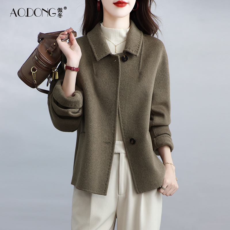 新款高端双面羊绒大衣短款